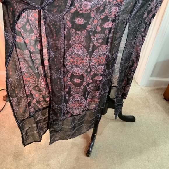 Free People Lace Boho Festival Moroccan Printed Yoke Maxi Dress Size 6 - Picture 6 of 12